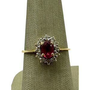 14K Yellow Gold & Treated Sapphire Oval with .24cttw Diamond Halo Ring (5363)